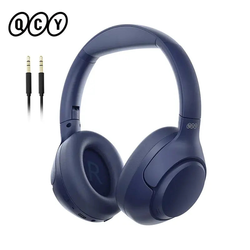 QCY H3 ANC blue over-ear wireless headphones Bluetooth 5.4 with 3.5mm cable