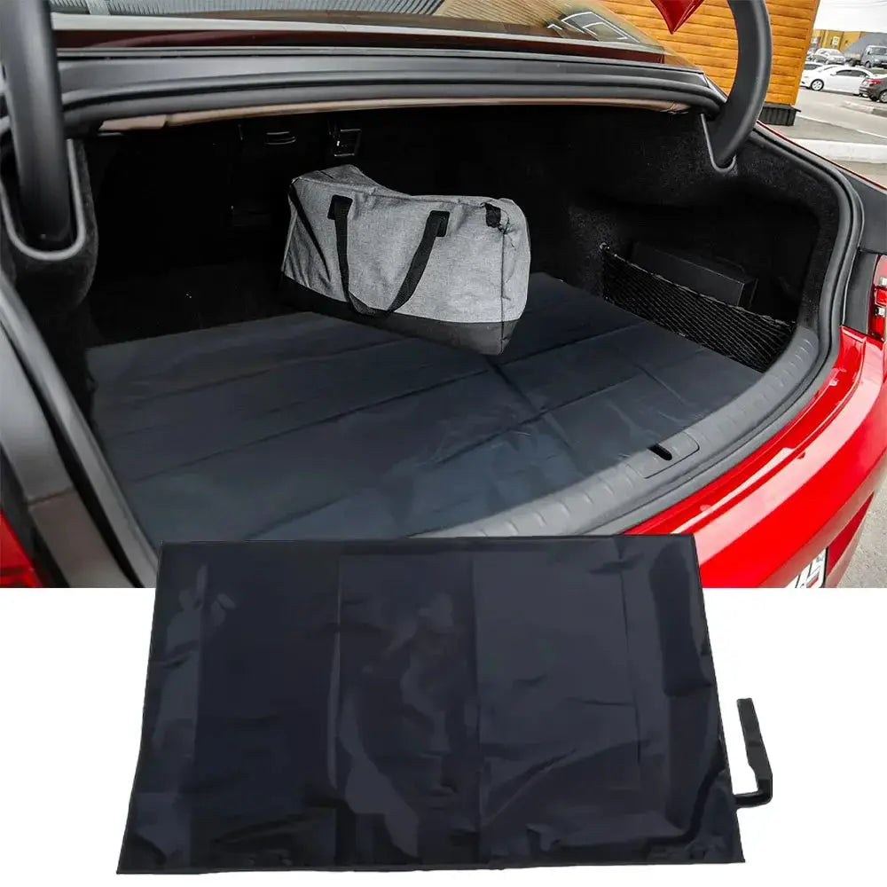 Simples Market universal waterproof polyester cargo mat for car trunk; dark gray, dustproof liner.