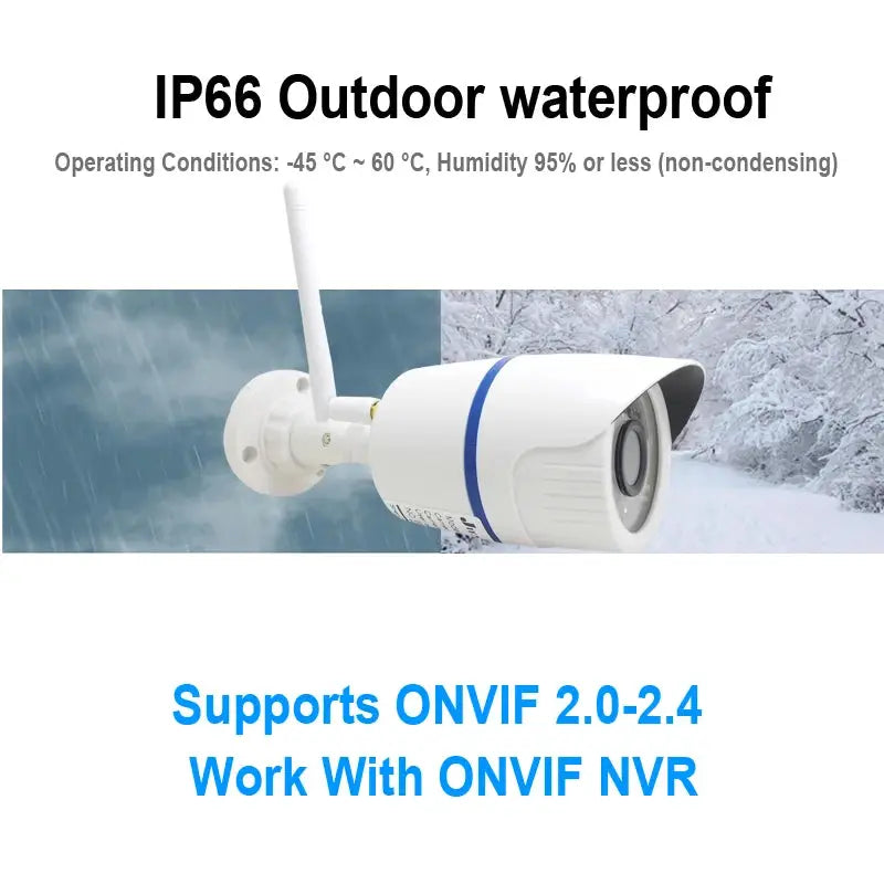 Outdoor IP camera, white IP66 waterproof CCTV security camera, ONVIF compatible