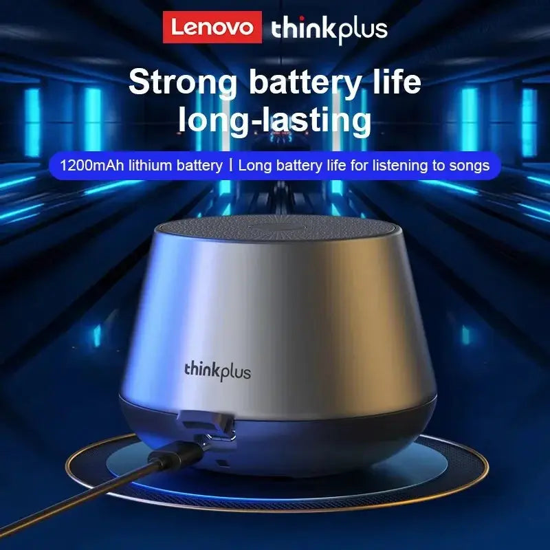 Lenovo thinkplus Bluetooth speaker in metallic silver with USB port