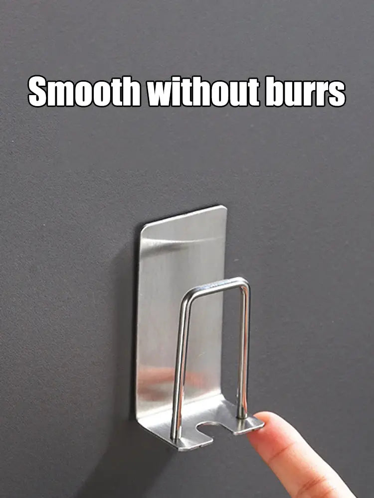 Stainless Steel Toothbrush Cup Holder Wall Mounted Perforation Free Rust Proof Bathroom Shelf Storage Rack