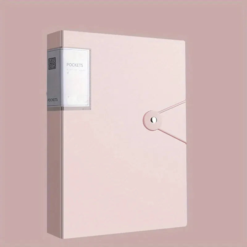 Portfolio binder by Simples Market in pink for designers and students, 30/40/60/100 page display with side pocket.