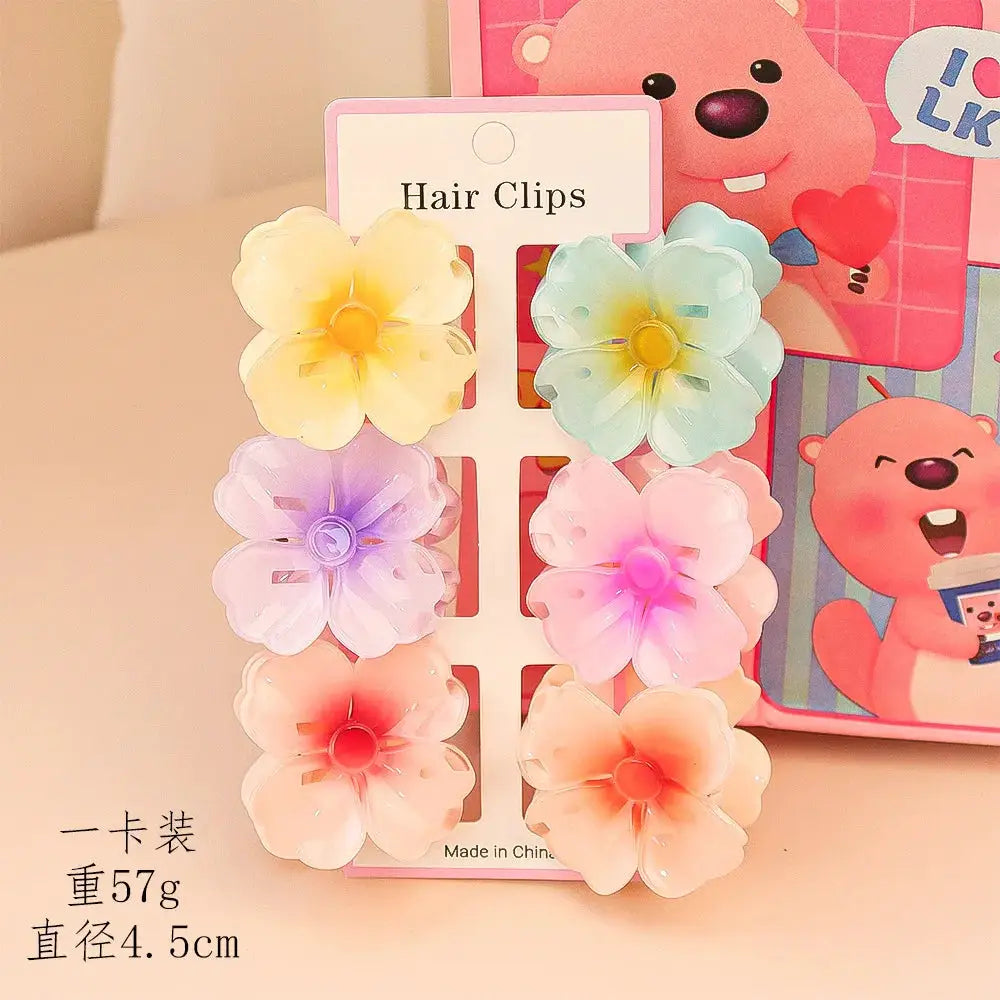 VivaCharm Colorful Transparent Flower Hair Claw Clips Six Pieces For Thick And Thin Hair Secure And Stylish