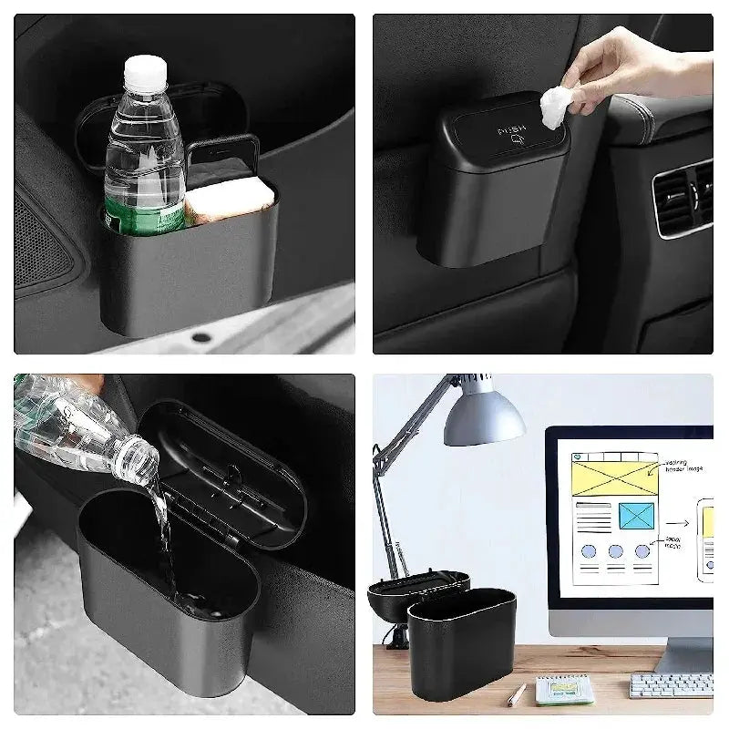 SUITU Car Trash Can With Lid Leakproof Compact ABS Car Trash Bin Includes 60 Bags And 300 Replacement Bags