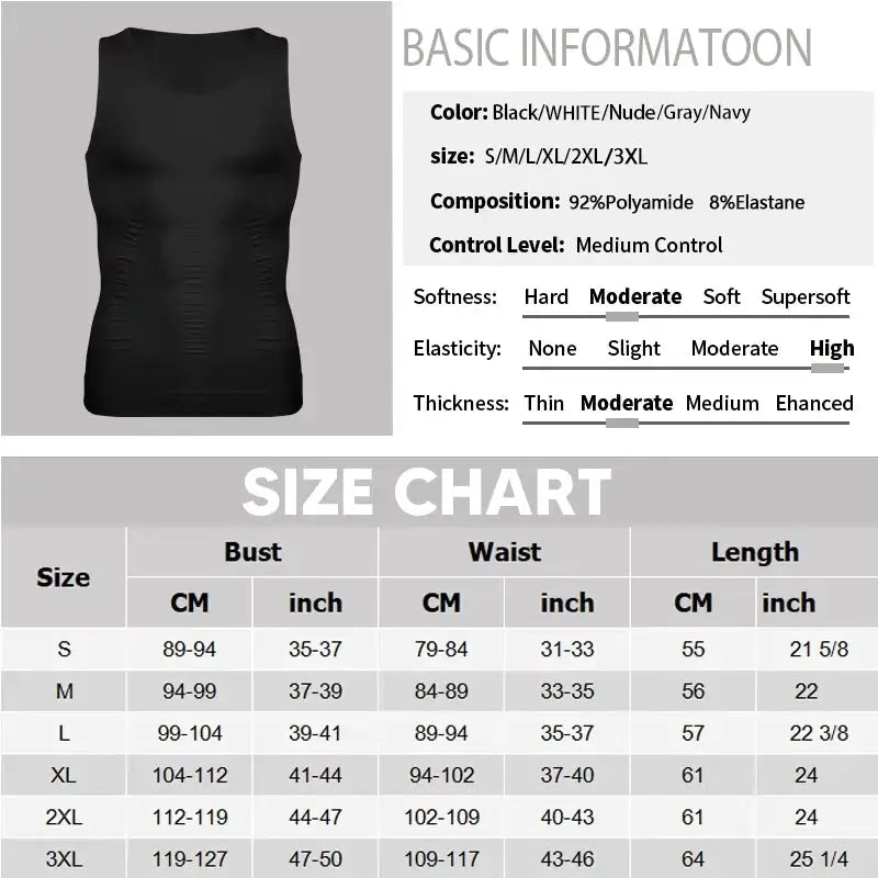 Simples Market 2-pack men's sleeveless shapewear tank tops in black for abdomen support and gym comfort