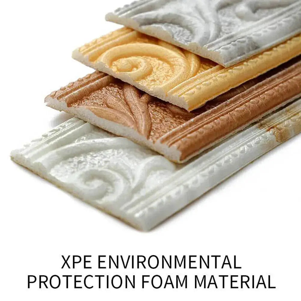 3D foam wall trim border set of five self-adhesive waterproof baseboard strips in white, beige, bronze, brown, gray