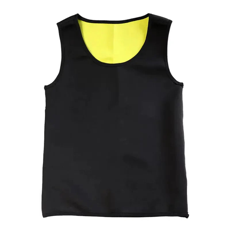 Men's slimming body shaper vest in black with neon yellow interior lining
