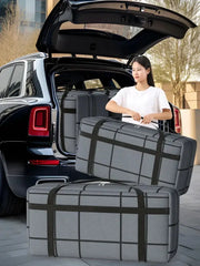 Simples Market travel storage bags, gray grid-pattern foldable waterproof duffels (set of 3)