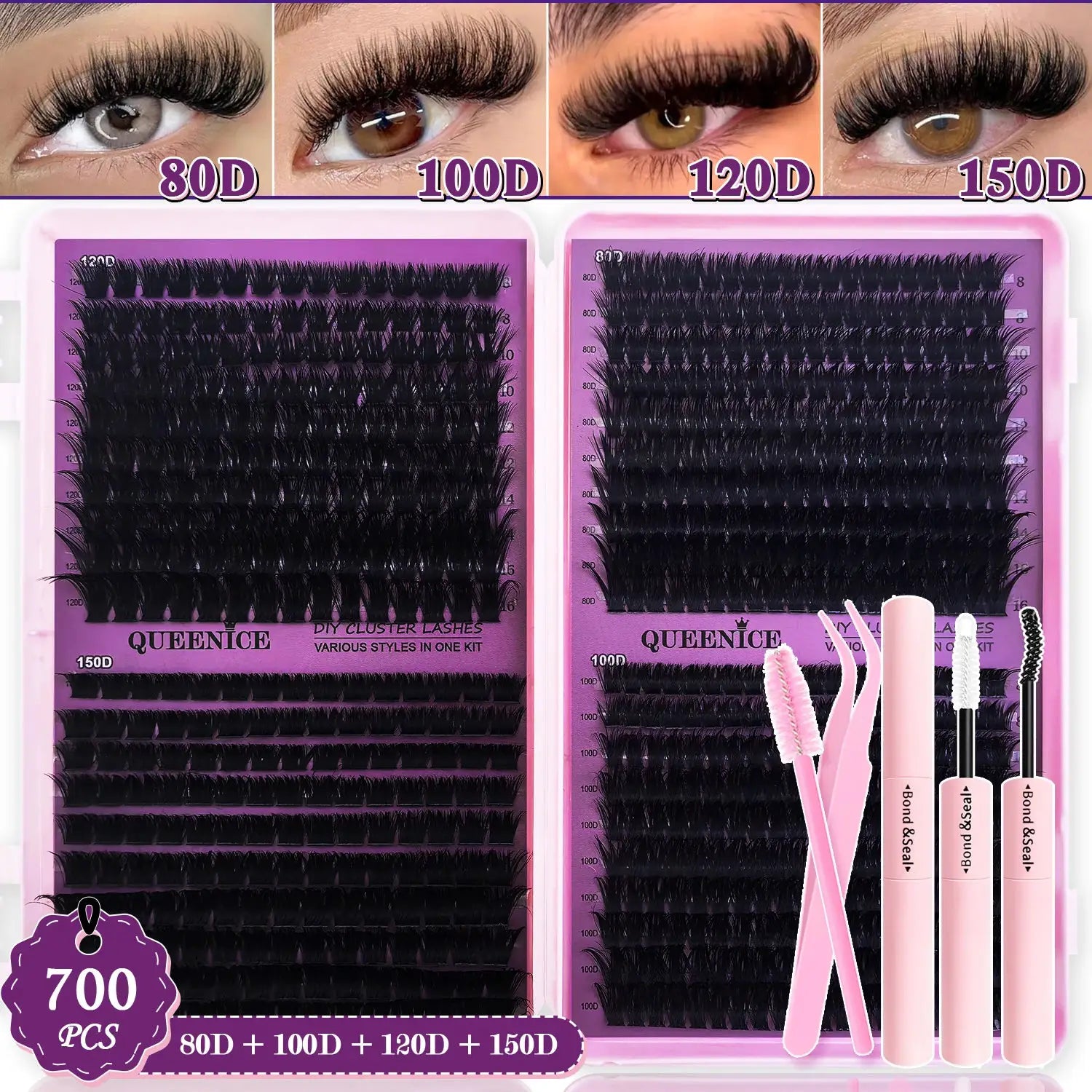 DIY Lash Extension Kit For Clusters And Individual Eyelashes 9 To 16mm Bond And Seal Wispy Natural Look