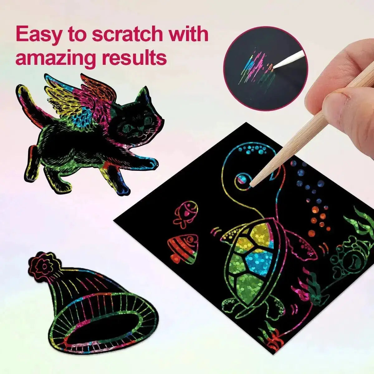 Dazzling Scratch Painting Art Kit For Parent Child Interactive Toy With Note Cards Handmade Painting