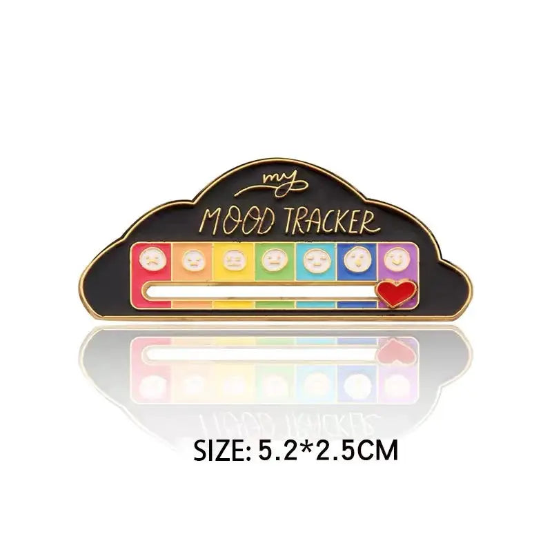 My Social Battery Mood Pins for Women and Men Zinc Alloy Brooches with Sliding Emotional States Seven Moods Gift
