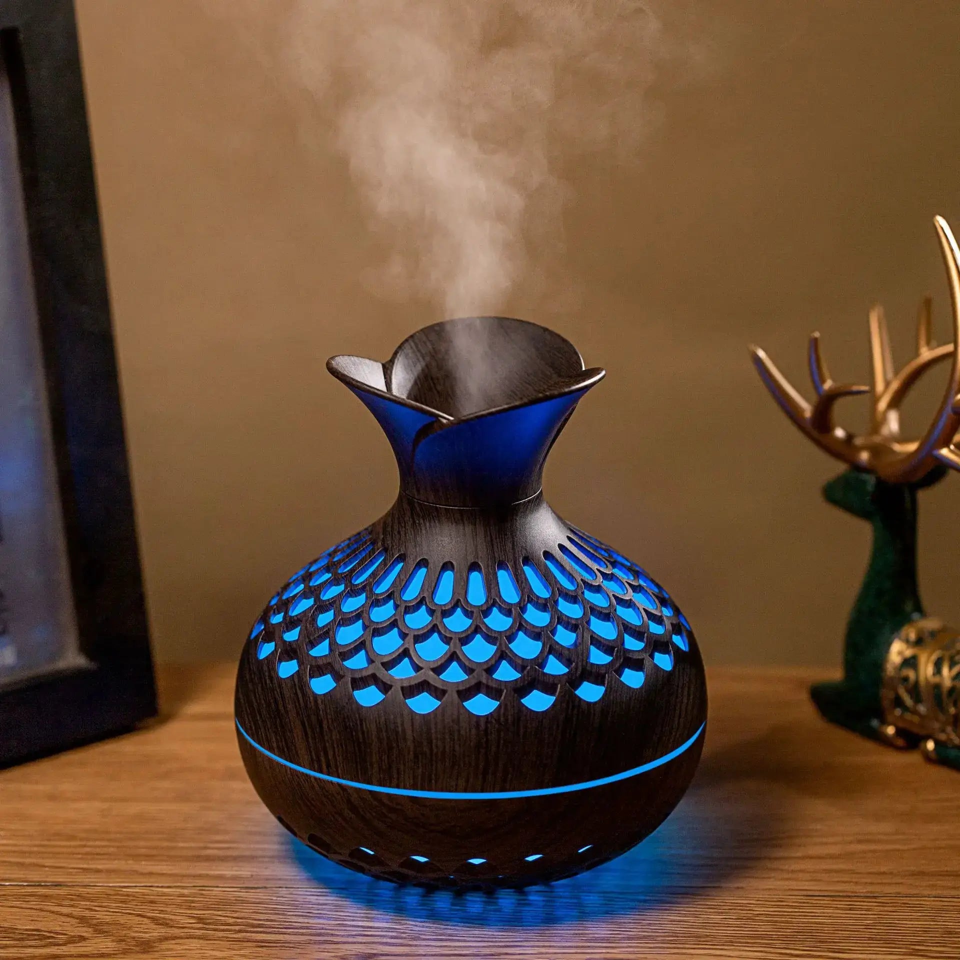 Wood Grain Mini Vase Humidifier USB Ultrasonic Essential Oil Diffuser for Home Fragrance and Air Purification