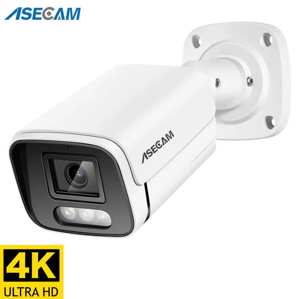 ASECAM 4K Ultra HD IP outdoor bullet security camera with color night vision and POE