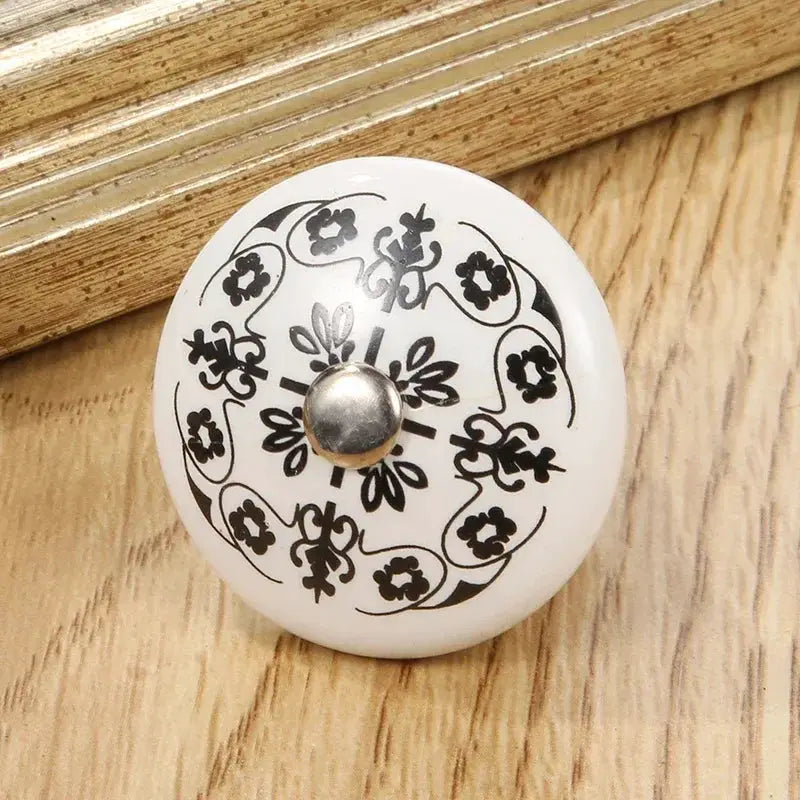 White Ceramic Door Knobs And Handles For Furniture Cabinets Cupboards With Screws Single Hole Cabinet Handles