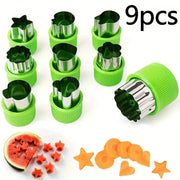 9 Piece Stainless Steel Cookie And Vegetable Cutting Set With Mini Embossing Molds For Kids Baking