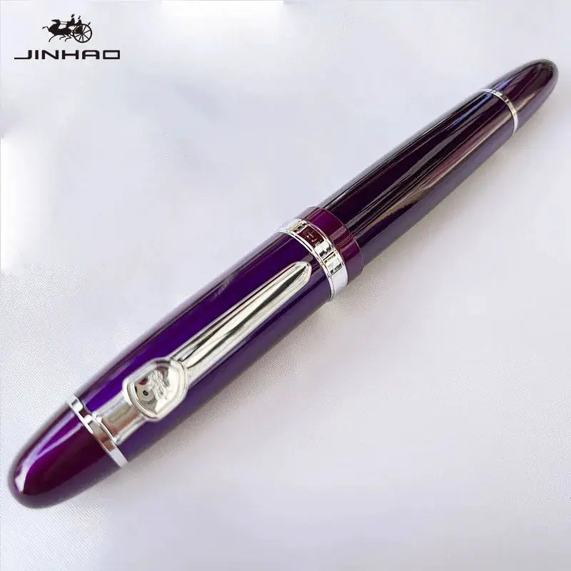 Jinhao 159 purple fountain pen with silver trim and converter