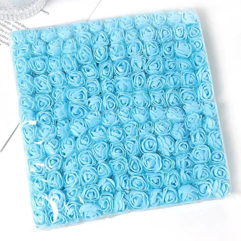 96 Pcs Mini Rose Artificial Flowers Bouquet 7.5cm Foam Fake Flowers Wedding Decoration For Home Room Decor