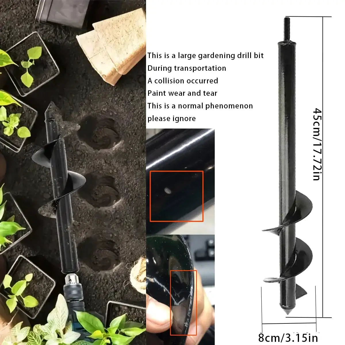 Spiral Hole Drill Bit For Gardening Planting Attach To Corded Or Cordless Drill For Easy Soil Loosening And Hole Digging