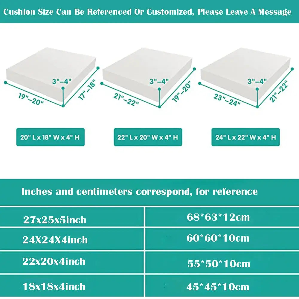 Simples Market outdoor sofa cushion inner covers; 1–4 piece replacement set in 20x18x4, 22x20x4, or 24x22x4 inch cushions.