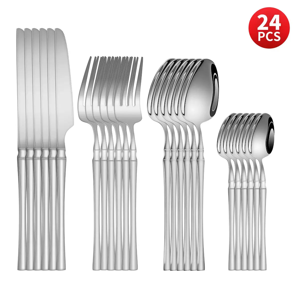 Stainless Steel Cutlery Set 4/6/16/24 Piece Includes Steak Knife And Fork Dessert Spoon Teaspoon For Home Or Restaurant
