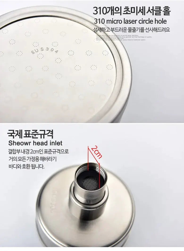 Shower head by Simples Market, 304 stainless steel brushed, water-saving with small top spray, detachable and washable