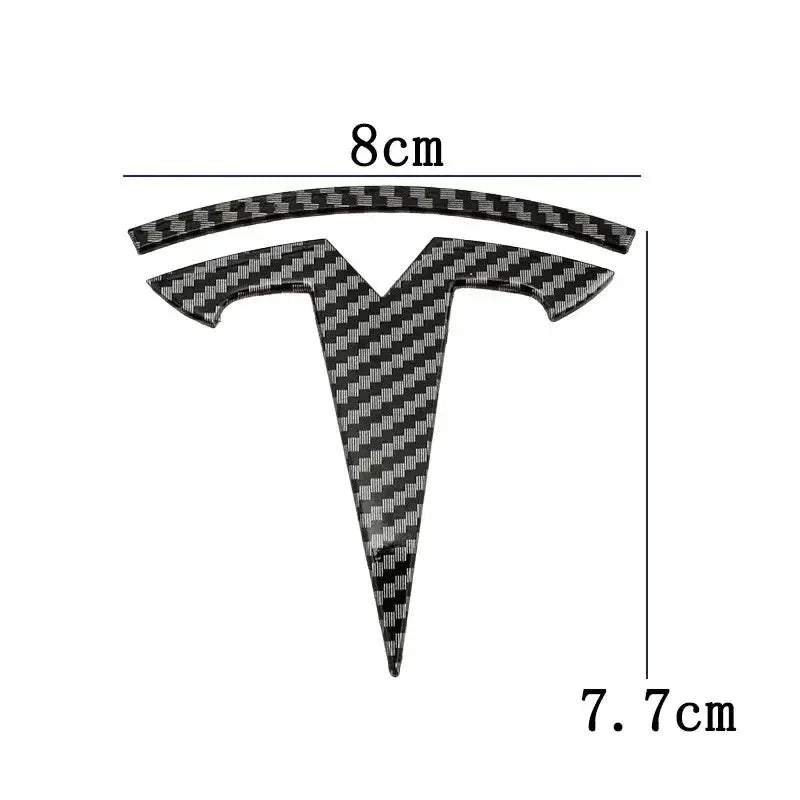 Tesla T carbon fiber emblem sticker for Model 3/Y, 8cm wide, Simples Market