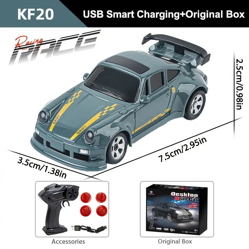 KF20 One Sixty Fourth Scale High Speed Drift RC Car 4WD With 2 Ghz Remote Control For Desktop Racing GTR Model Toy Gift