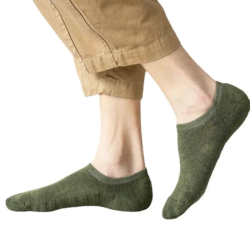 5 Pairs Mens Short Socks Cotton Breathable Ankle Low Cut Non Slip Casual Crew Socks For Summer And Autumn Wear
