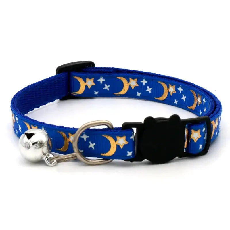 Cartoon Star Moon Cat Collar With Bell Adjustable Breakaway Safety Necklace For Cats And Small Dogs