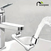 Simples Market 1080° splash-proof swivel faucet with dual-mode robotic arm sprayer on chrome bathroom sink
