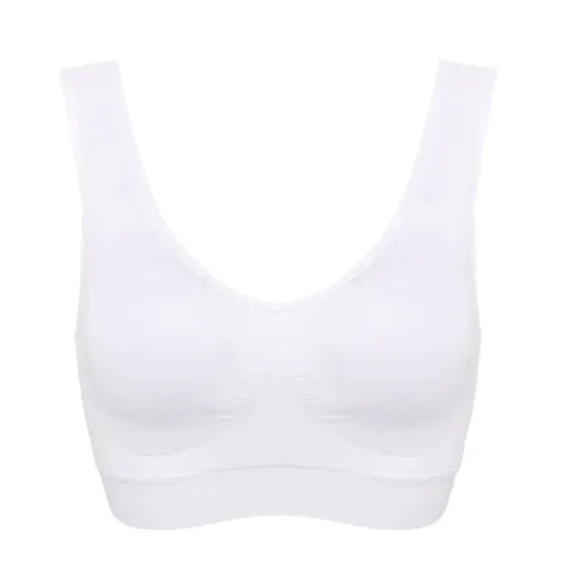 Sports bra push-up wireless seamless double-layer, white