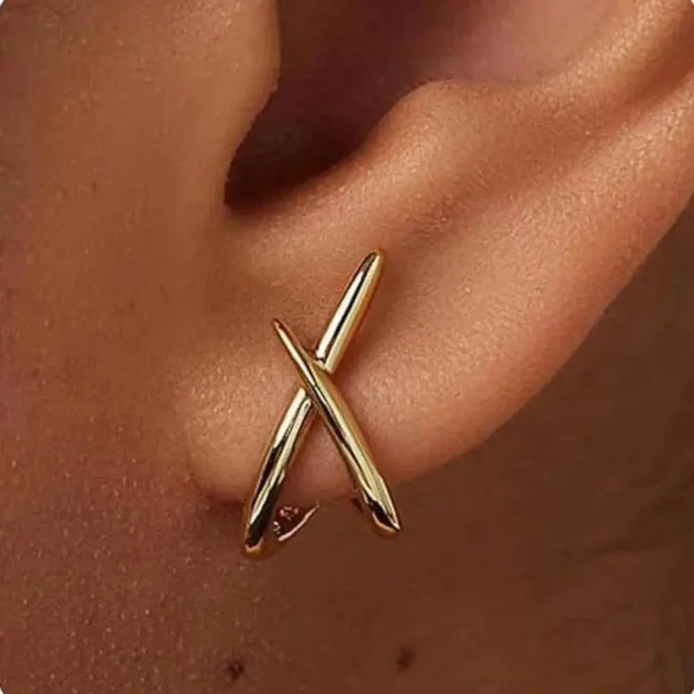 LATS Trendy Gold Color Cross Stud Earrings For Women Dainty Minimalist Earrings Fashion Jewelry Party Gifts Wholesale