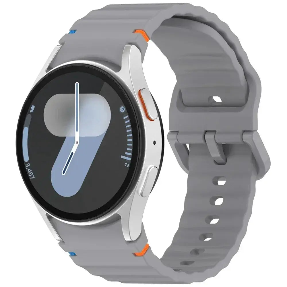 Gray silicone sport strap for Samsung Galaxy Watch 7/FE/5 Pro/6/4 (44mm/40mm)
