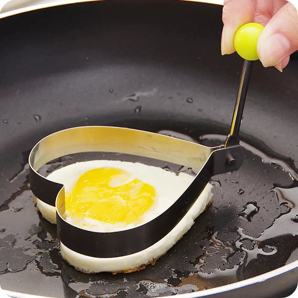 Five Piece Stainless Steel Egg Ring Molds Set With Handle Nonstick Pancake Omelette Mold For Griddle Kitchen