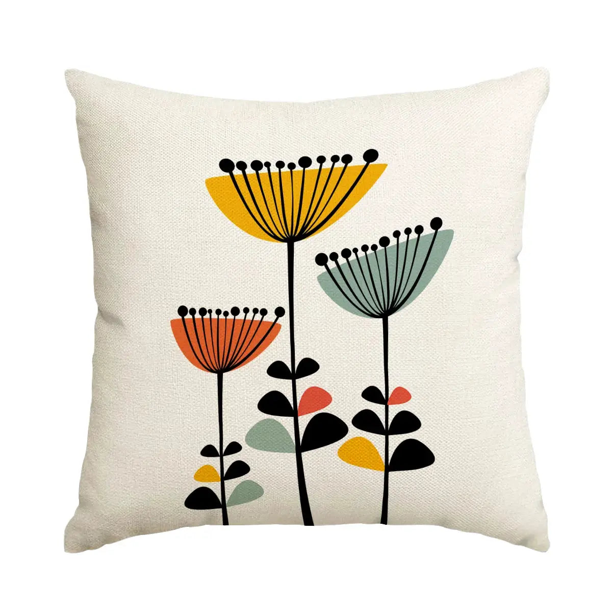 Pillow cover by Simples Market with abstract floral print on cream background, Bohemian style.