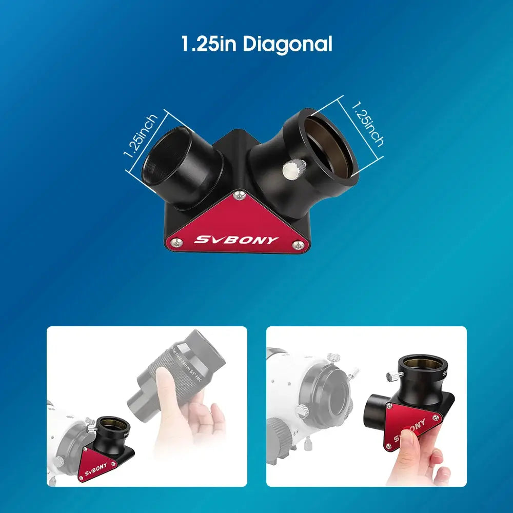 SVBONY SV188P 1.25in 90-degree dielectric mirror diagonal with 99% reflectivity