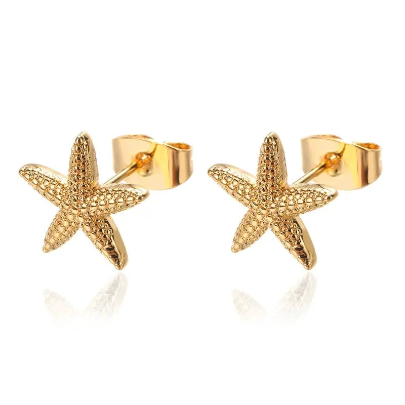 Vintage Summer Starfish Shell Stud Earrings Stainless Steel For Women Ocean Party Jewelry Gift 2025