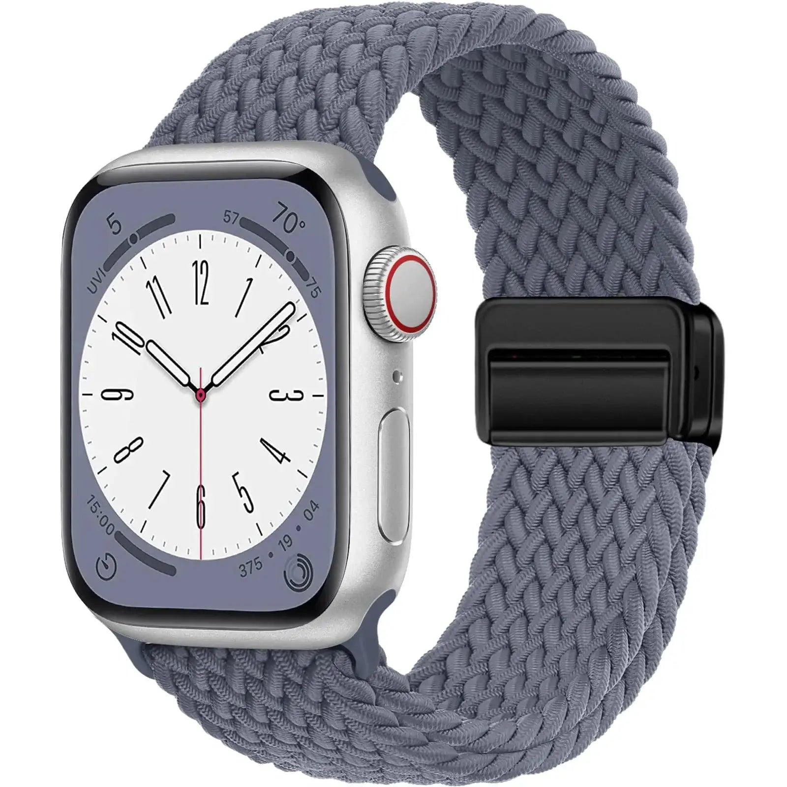 Braided nylon Apple Watch band in gray-blue for 38-49mm models with magnetic buckle