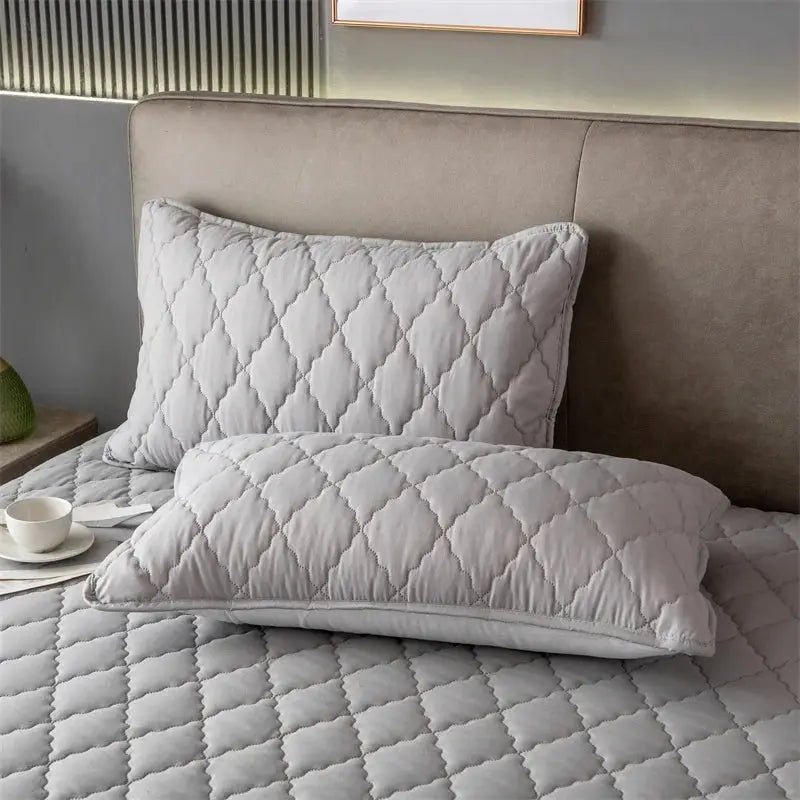 Pillowcase by Simples Market; gray quilted, solid color, waterproof and breathable for kids and pets.