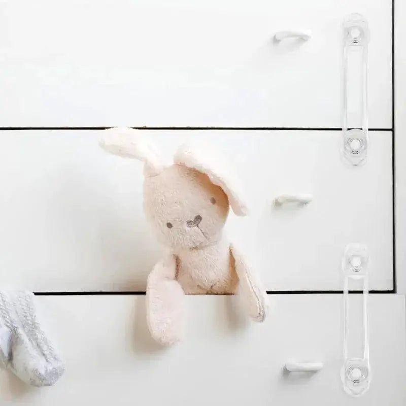 Multi-functional transparent child safety lock for drawers and refrigerators, 2-pack with soft straps
