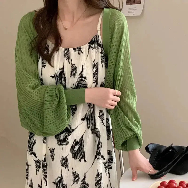 French Ice Silk Knit Sun Protective Cardigan Top Lightweight Breathable Summer Layering Essential