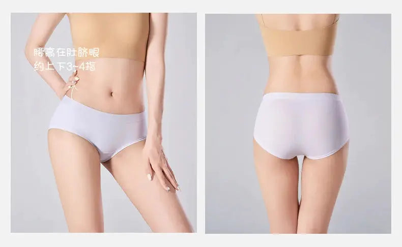 7-piece cotton women’s underwear set; white low-rise briefs shown from front and back by Simples Market