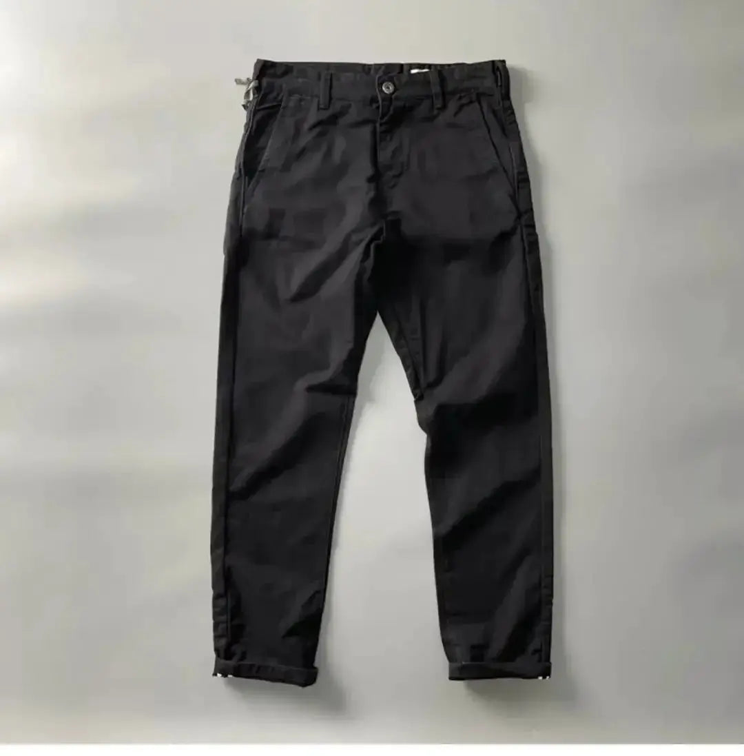 Men's cargo pants, black Simples Market American Style pure cotton, loose straight-leg casual wear