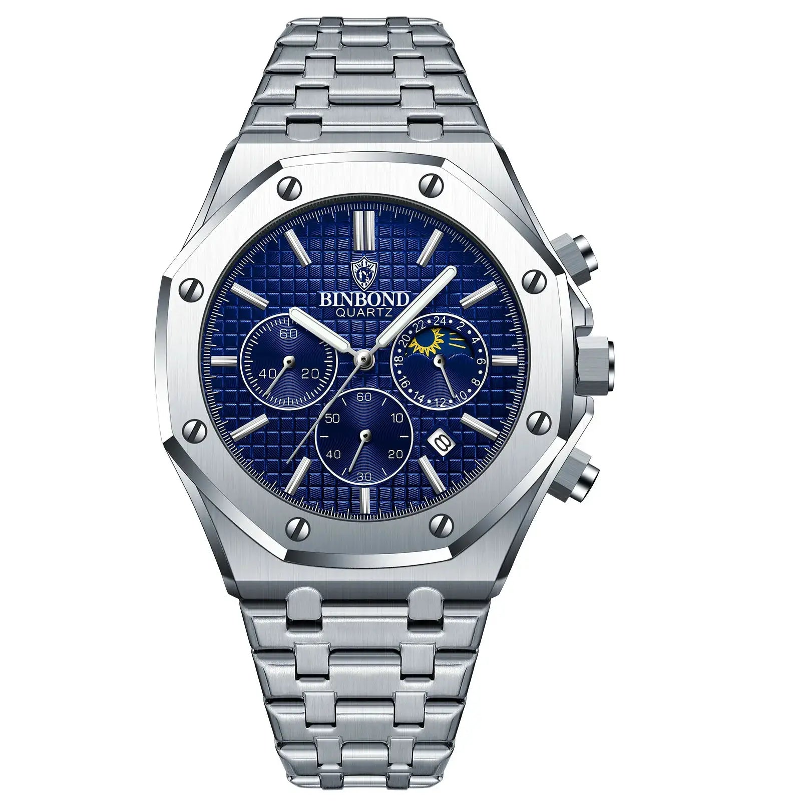 Mens Luxury Quartz Wristwatch With Stainless Steel Band Waterproof Luminous Hands Date For Professional Business Attire