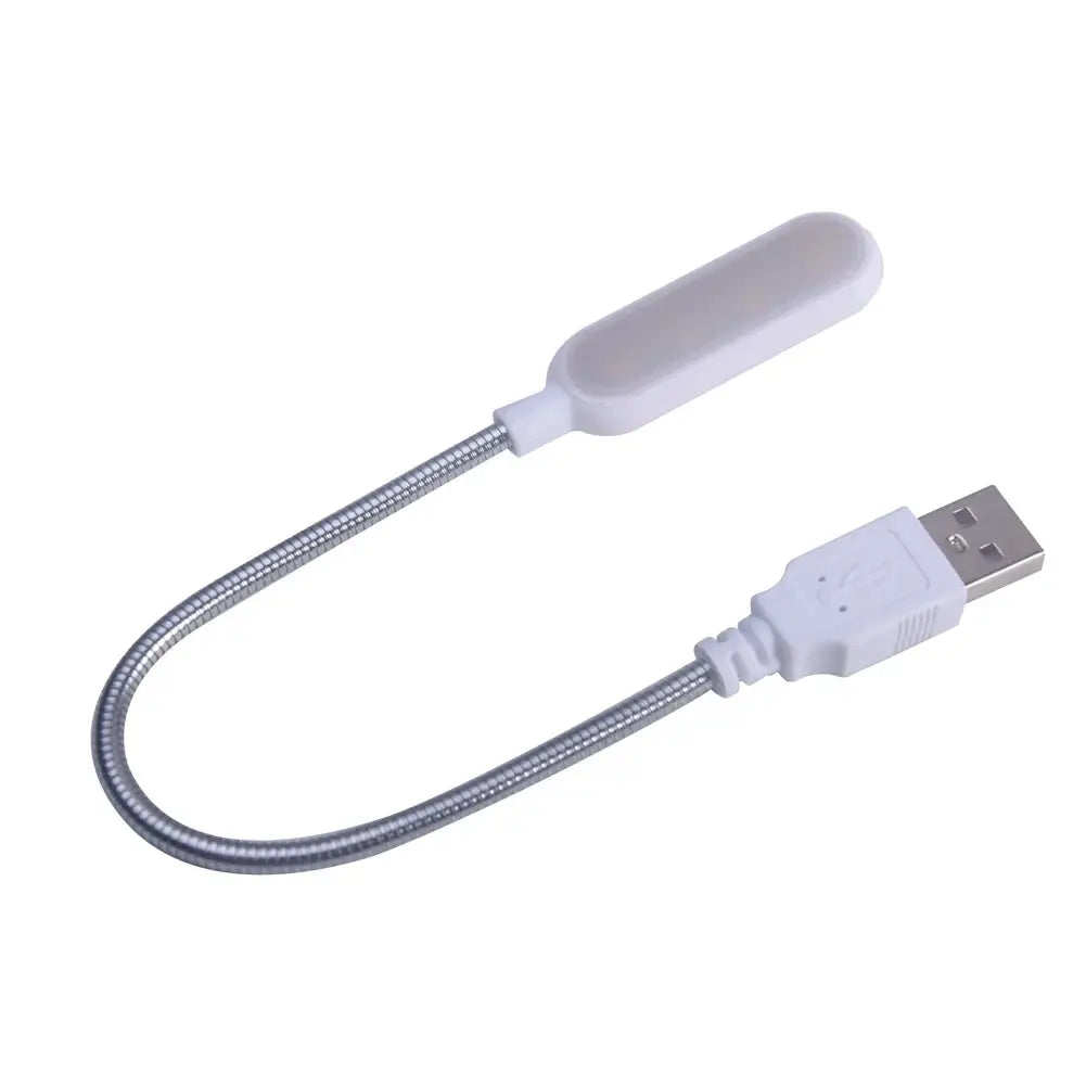 Simples Market portable USB book light with silver flexible neck and white head