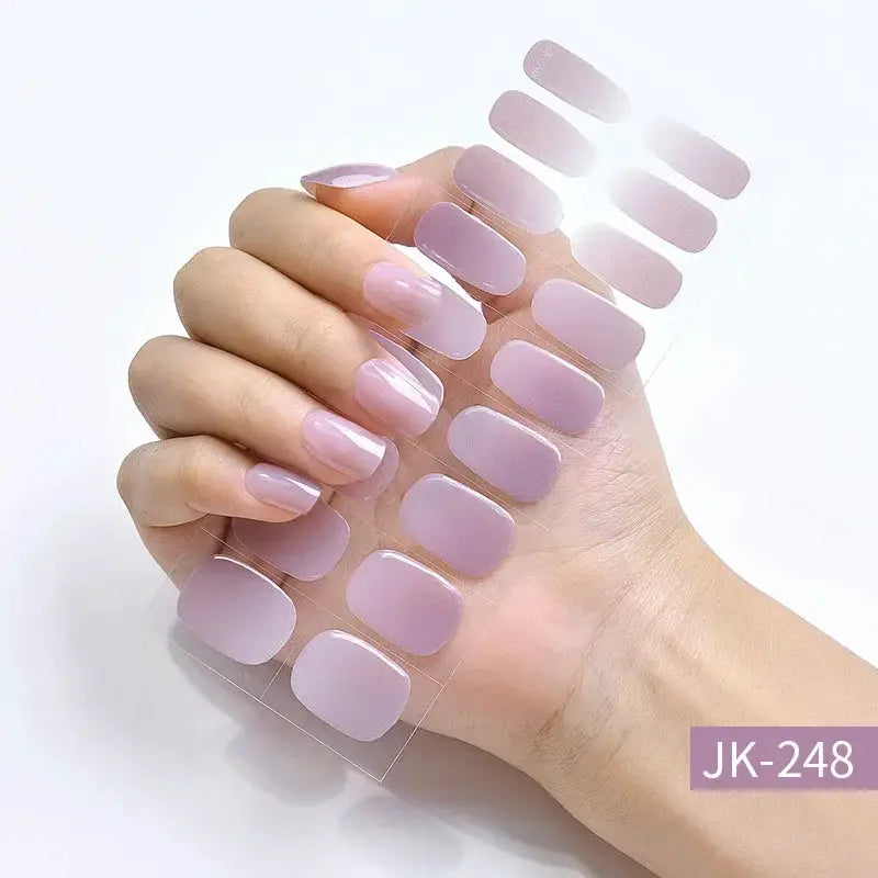 NailLux Semi Cured Nail Wraps For 16 To 20 Tips Easy Full Cover Adhesive Press On Nails Gel Finish UV LED Compatible