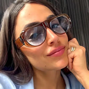 Designer Oval Sunglasses Large Frame Colorful Mirror Lenses for Men and Women Unisex UV Protection