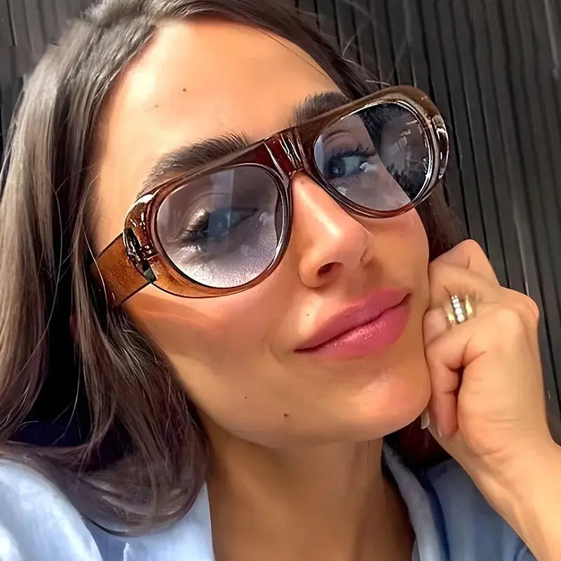 Designer Oval Sunglasses Large Frame Colorful Mirror Lenses for Men and Women Unisex UV Protection