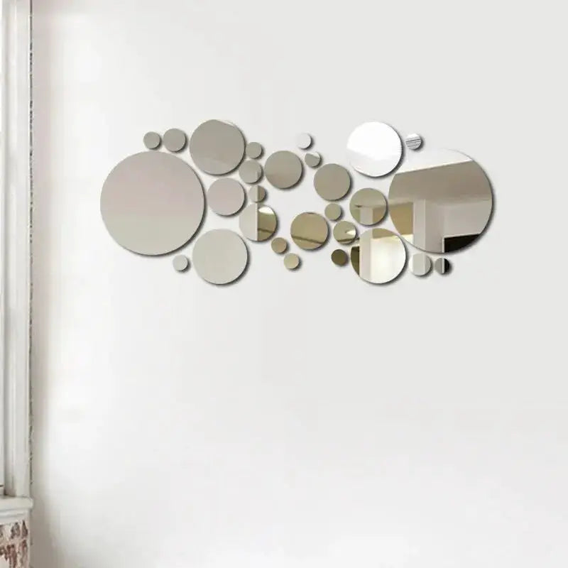 26 Pcs 3D Acrylic Mirror Wall Sticker Set Round Mirrors For DIY Bedroom Bathroom And TV Backdrop Decor