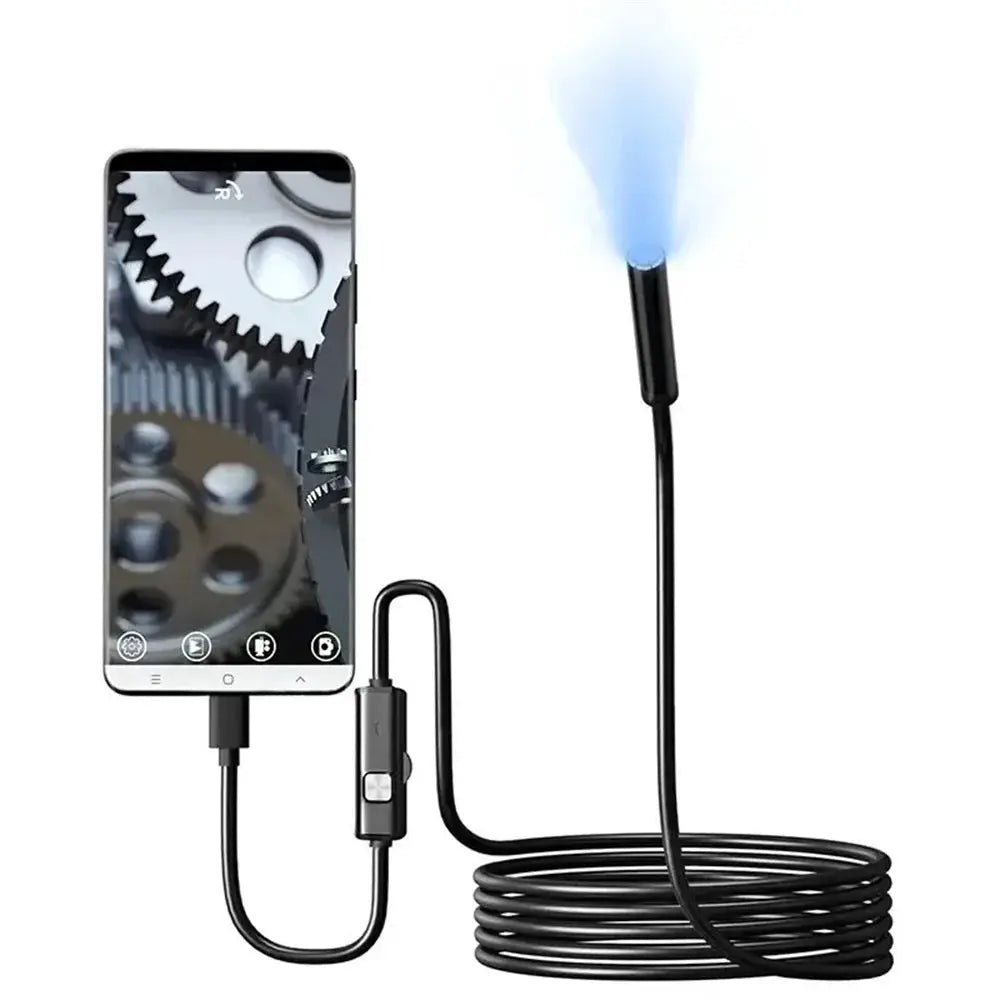 Dual Lens Endoscope Camera 7.0mm IP67 Waterproof Borescope With Adjustable LED Lighting For Android And PC USB Type C